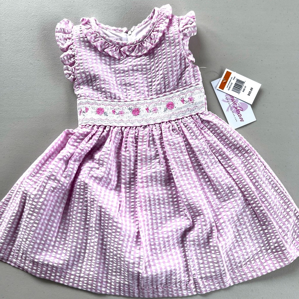 Bonnie Jean pink and white Plaid Girls dress size 3T